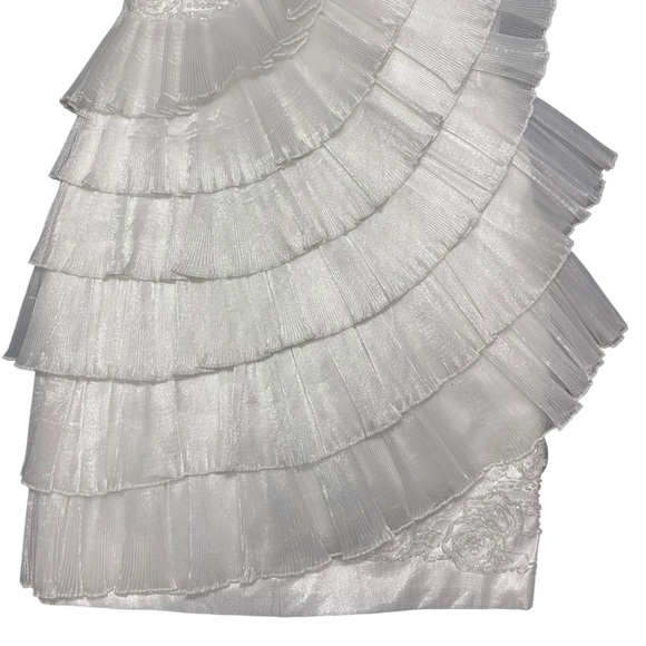 Cinderella Devine Vtg 3D Beaded Tiered Strapless White Wedding Cocktail Dress - Picture 5 of 16